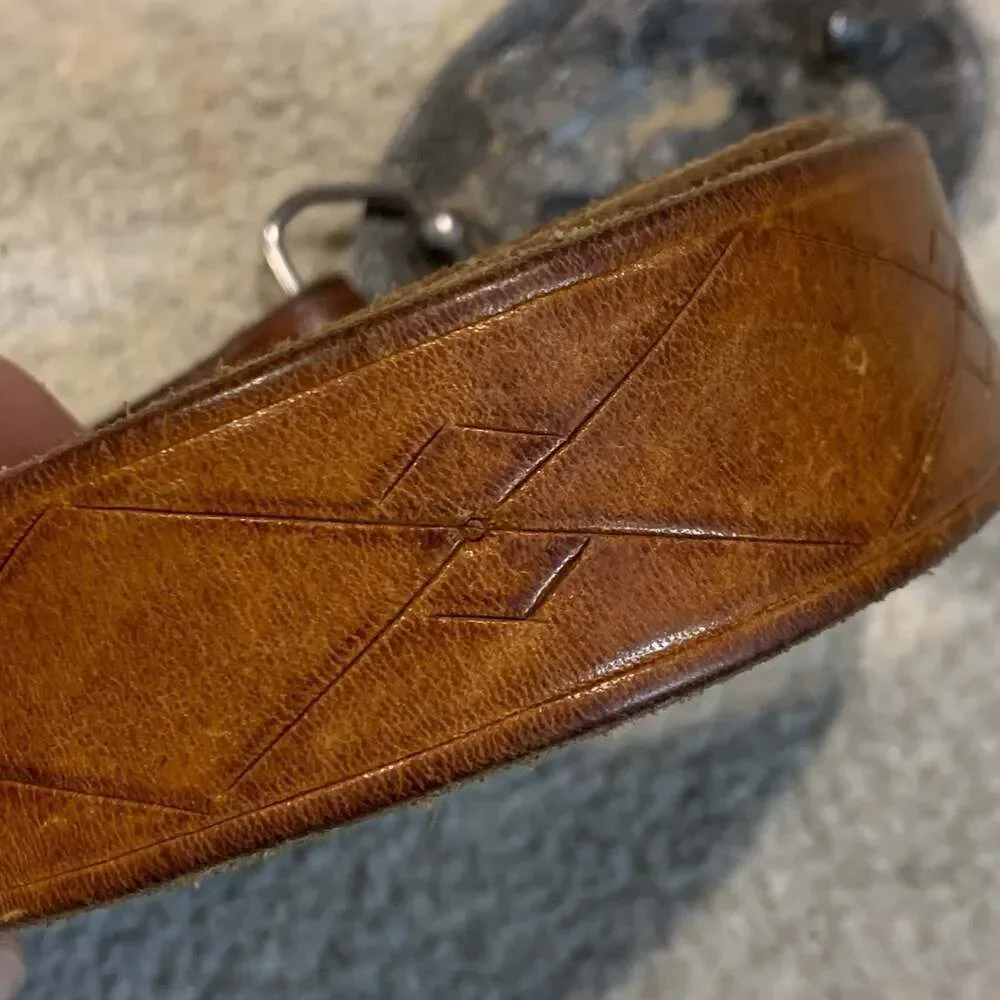 Vintage 1989 Smith & Wesson Handguns Spinning Cylinder Belt Buckle with Leather